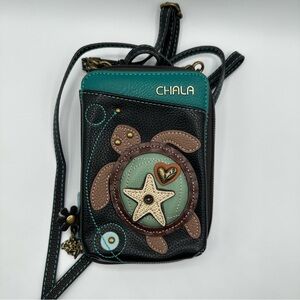 Chala Sea Turtle Wallet Crossbody, Faux Leather, Straps and Charms Two Straps